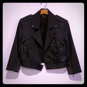 Bebe Crop Striped Jacket with 3/4 sleeves